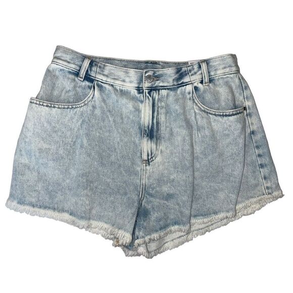 SO Jean Shorts "Dad Short" Frayed Hem Juniors Sz 13 High Rise Relaxed Fit Light - Picture 1 of 5